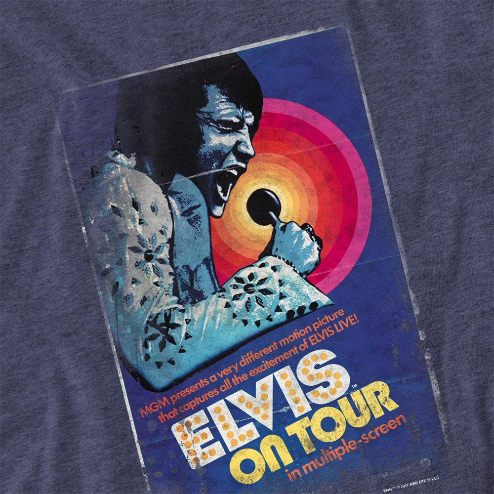 Navy - Side - Elvis Presley Unisex Adult On Tour Poster Heather T-Shirt