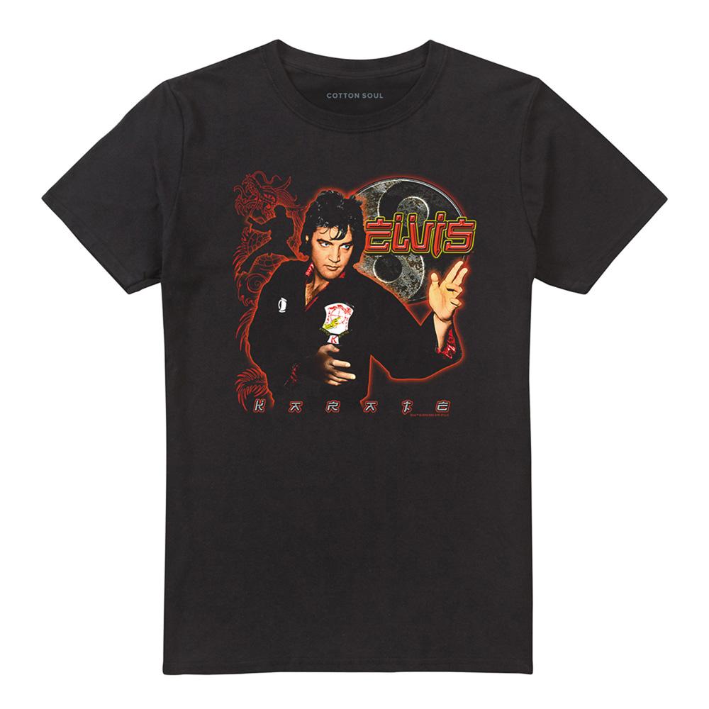 Black - Front - Elvis Presley Unisex Adult Karate T-Shirt