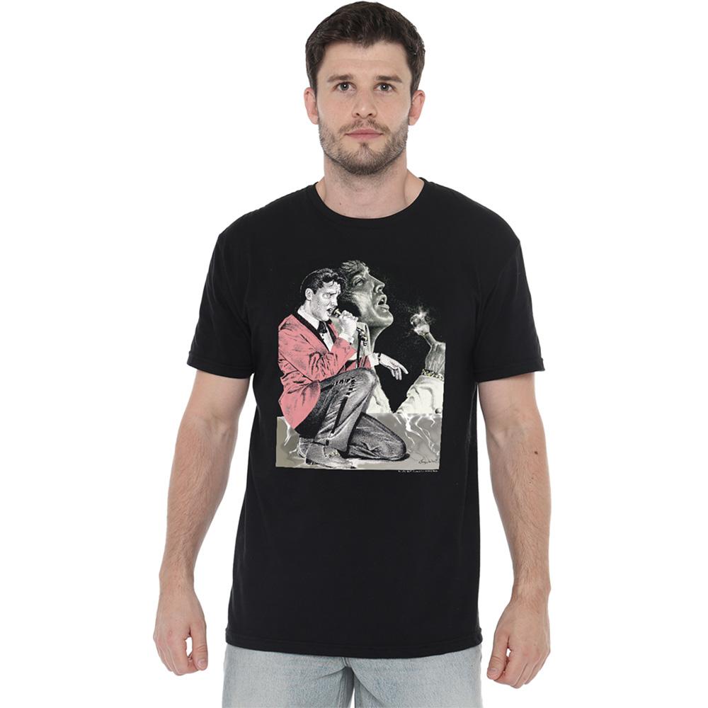 Black - Back - Elvis Presley Unisex Adult Rock N Roll Smoke T-Shirt