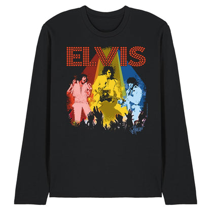 Black - Front - Elvis Presley Unisex Adult Vegas Remembered Long-Sleeved T-Shirt