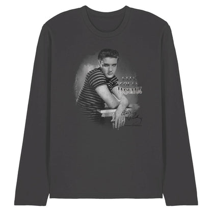Charcoal - Front - Elvis Presley Unisex Adult Trouble Long-Sleeved T-Shirt