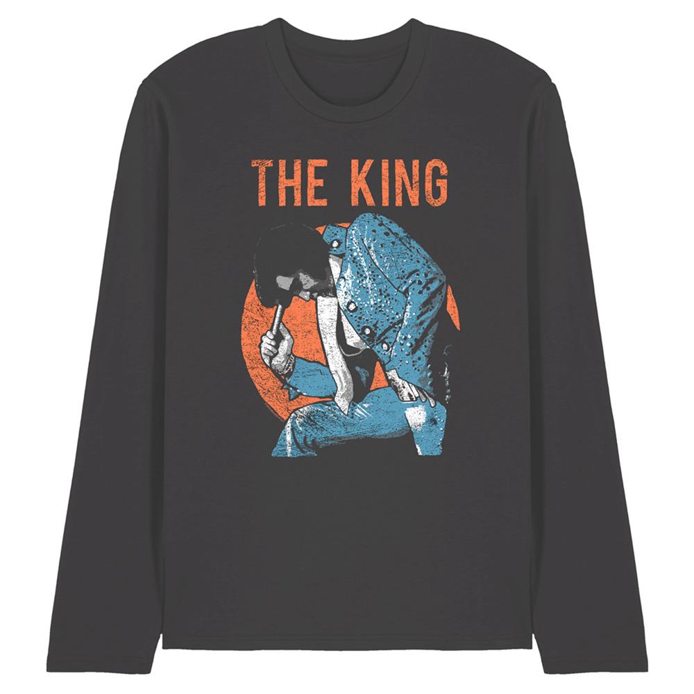 Charcoal - Front - Elvis Presley Unisex Adult Mic In Hand Long-Sleeved T-Shirt