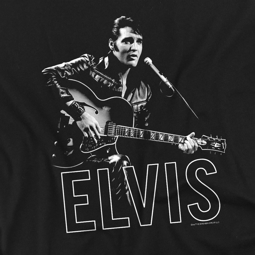 Black - Side - Elvis Presley Unisex Adult Guitar In Hand Long-Sleeved T-Shirt