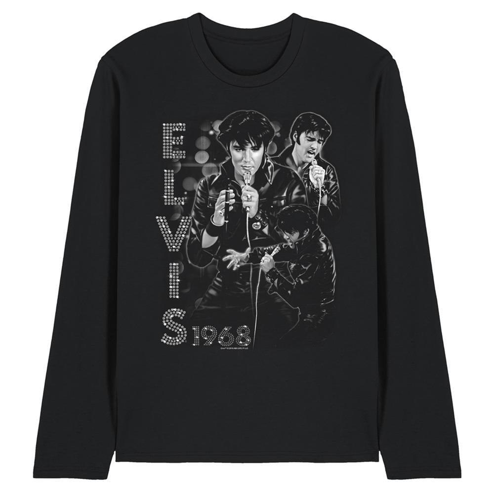 Black - Front - Elvis Presley Unisex Adult Leathered Long-Sleeved T-Shirt