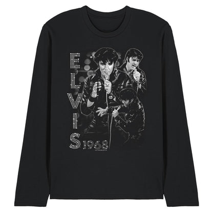 Black - Front - Elvis Presley Unisex Adult Leathered Long-Sleeved T-Shirt