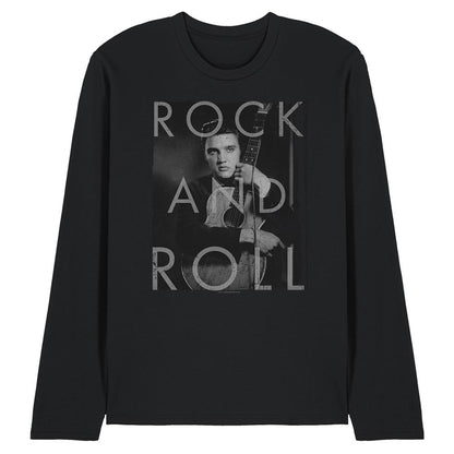 Black - Front - Elvis Presley Unisex Adult Rock And Roll Long-Sleeved T-Shirt