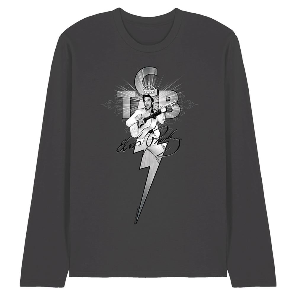 Charcoal - Front - Elvis Presley Unisex Adult Tcb Ornate Long-Sleeved T-Shirt