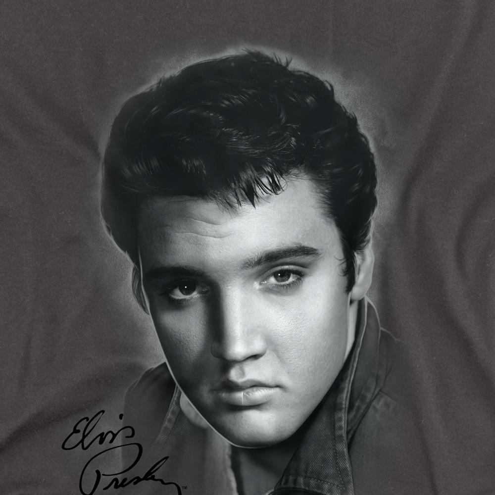 Charcoal - Side - Elvis Presley Unisex Adult Portrait Long-Sleeved T-Shirt