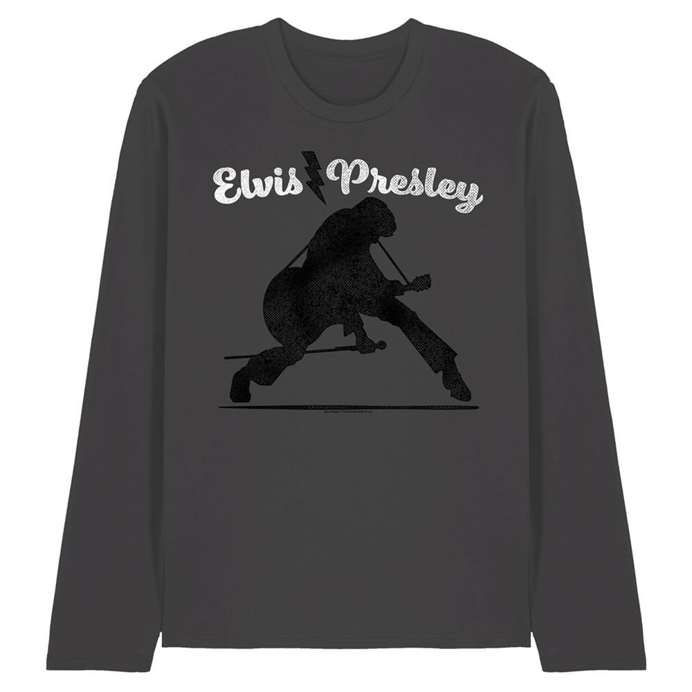 Charcoal - Front - Elvis Presley Unisex Adult Overlay Long-Sleeved T-Shirt