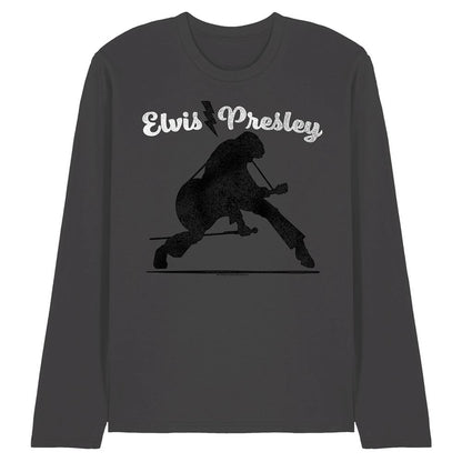 Charcoal - Front - Elvis Presley Unisex Adult Overlay Long-Sleeved T-Shirt