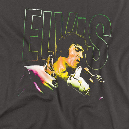 Charcoal - Side - Elvis Presley Unisex Adult Multicoloured Long-Sleeved T-Shirt