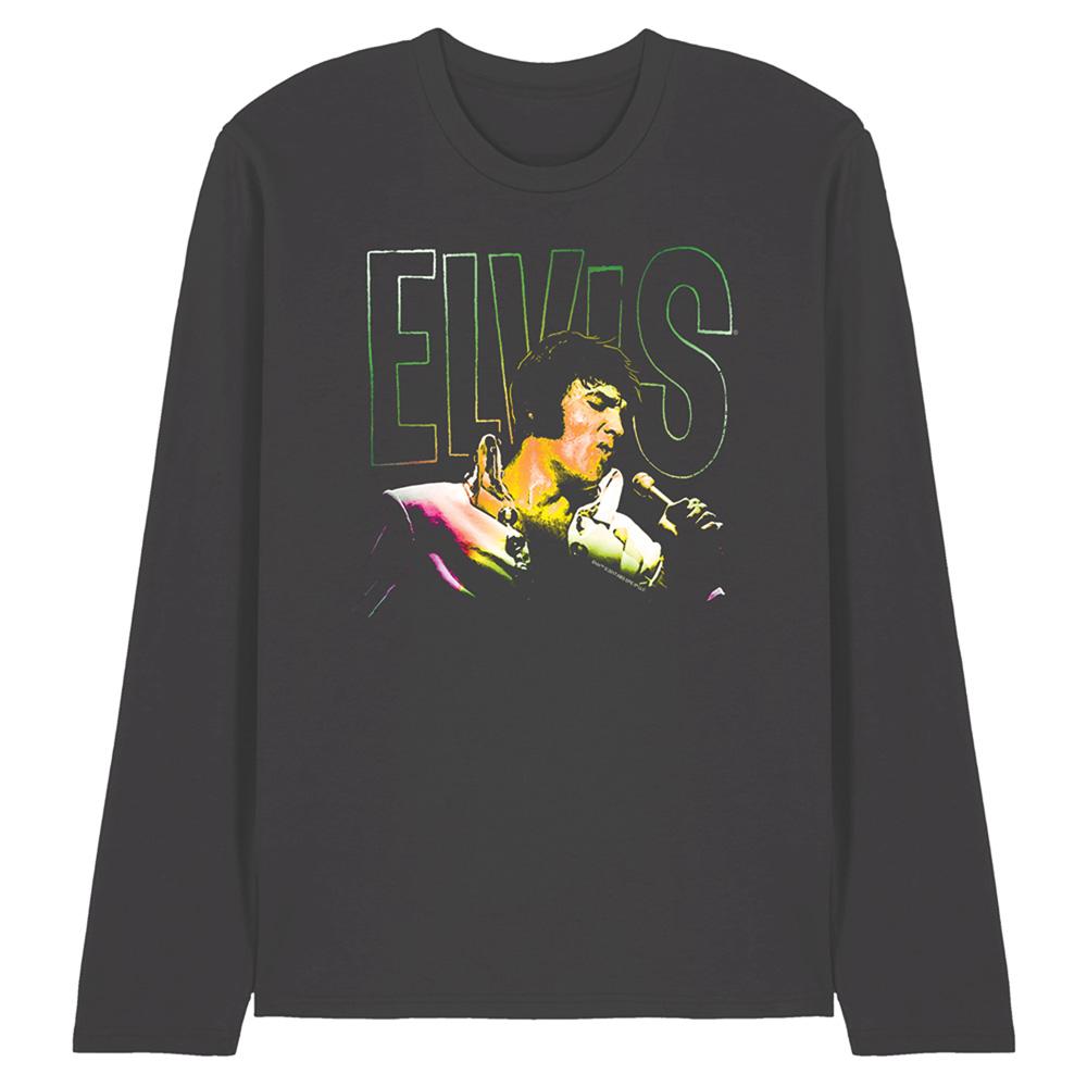 Charcoal - Front - Elvis Presley Unisex Adult Multicoloured Long-Sleeved T-Shirt