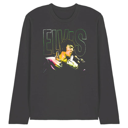 Charcoal - Front - Elvis Presley Unisex Adult Multicoloured Long-Sleeved T-Shirt