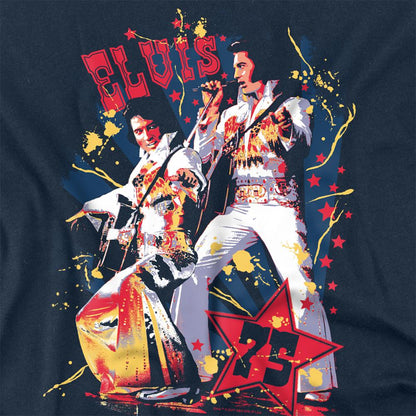 Navy - Side - Elvis Presley Unisex Adult Eagle Elvis Long-Sleeved T-Shirt