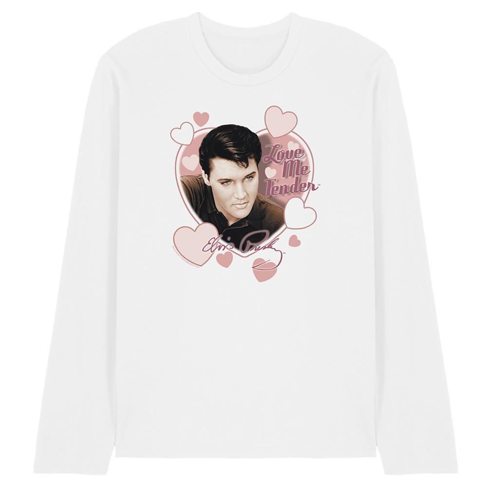 White - Front - Elvis Presley Unisex Adult Love Me Tender Long-Sleeved T-Shirt