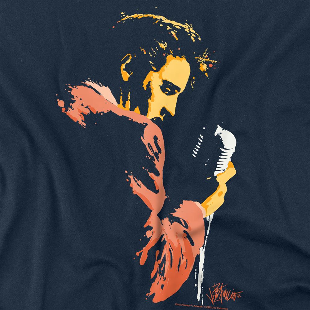 Navy - Side - Elvis Presley Unisex Adult Early Elvis Long-Sleeved T-Shirt