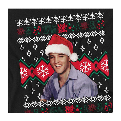 Black - Side - Elvis Presley Unisex Adult Ugly Christmas Sweater Long-Sleeved T-Shirt