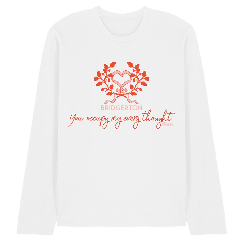 White - Front - Bridgerton Unisex Adult Occupy My Thoughts Long-Sleeved T-Shirt
