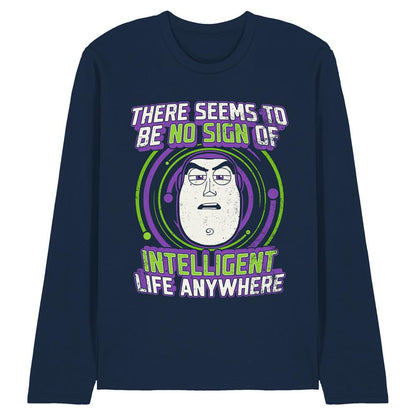Navy - Front - Toy Story Unisex Adult No Sign Of Intelligent Life Buzz Lightyear Long-Sleeved T-Shirt