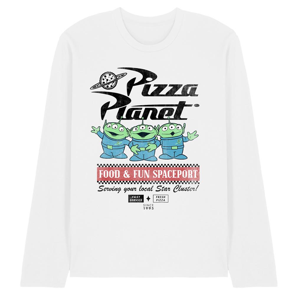 White - Front - Toy Story Unisex Adult Food Spaceport Aliens Long-Sleeved T-Shirt