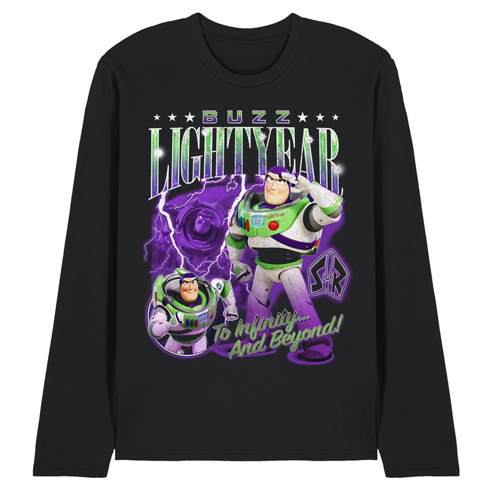 Black - Front - Toy Story Unisex Adult Buzz Lightyear Homage Long-Sleeved T-Shirt