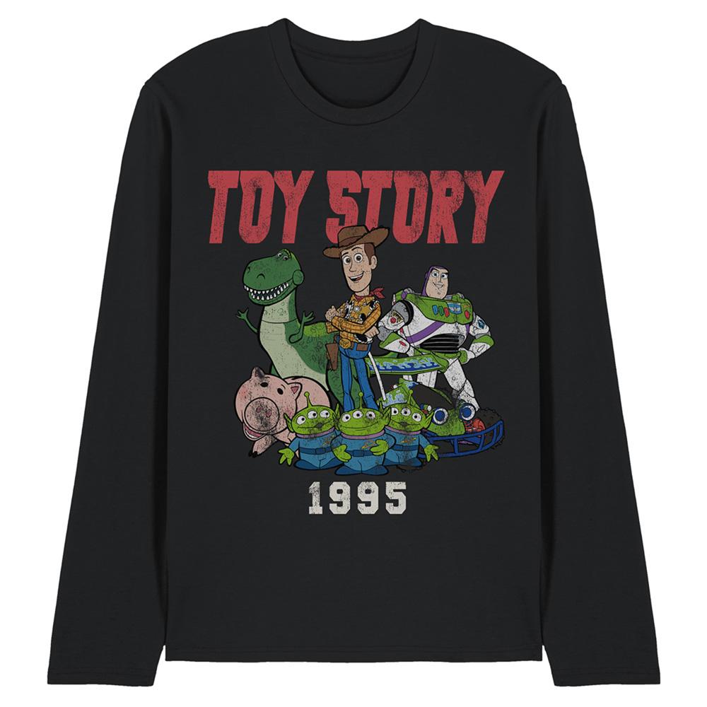 Black - Front - Toy Story Unisex Adult 1995 Retro Long-Sleeved T-Shirt