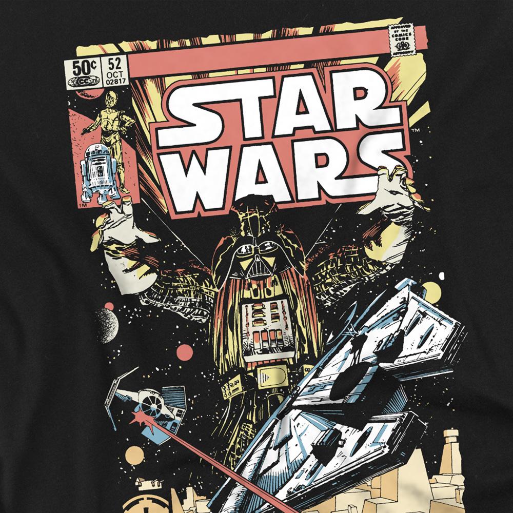 Black - Back - Star Wars Unisex Adult Falcon Darth Vader Comic Long-Sleeved T-Shirt