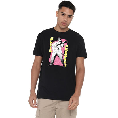 Black - Back - Elvis Presley Unisex Adult Pink Rock T-Shirt