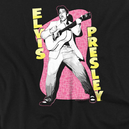 Black - Side - Elvis Presley Unisex Adult Pink Rock T-Shirt