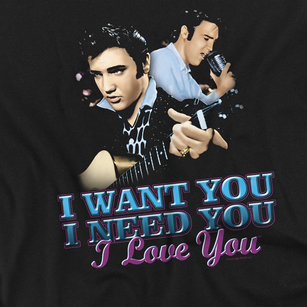 Black - Side - Elvis Presley Unisex Adult I Want You T-Shirt