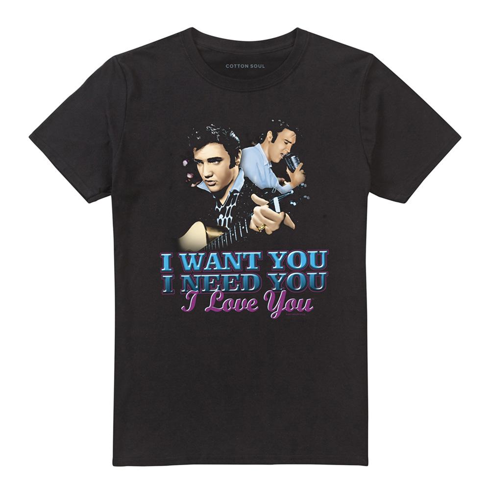Black - Front - Elvis Presley Unisex Adult I Want You T-Shirt