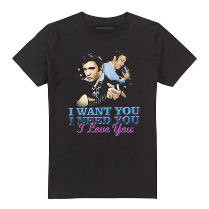 Black - Front - Elvis Presley Unisex Adult I Want You T-Shirt
