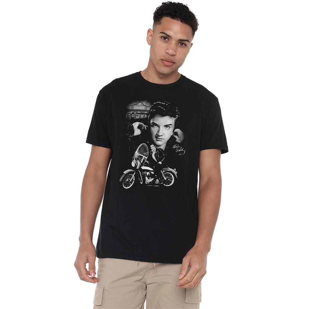 Black - Back - Elvis Presley Unisex Adult The King Rides Again T-Shirt