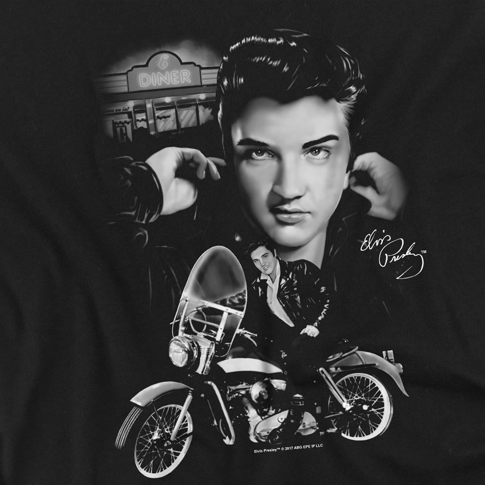 Black - Side - Elvis Presley Unisex Adult The King Rides Again T-Shirt