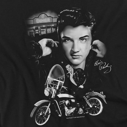 Black - Side - Elvis Presley Unisex Adult The King Rides Again T-Shirt