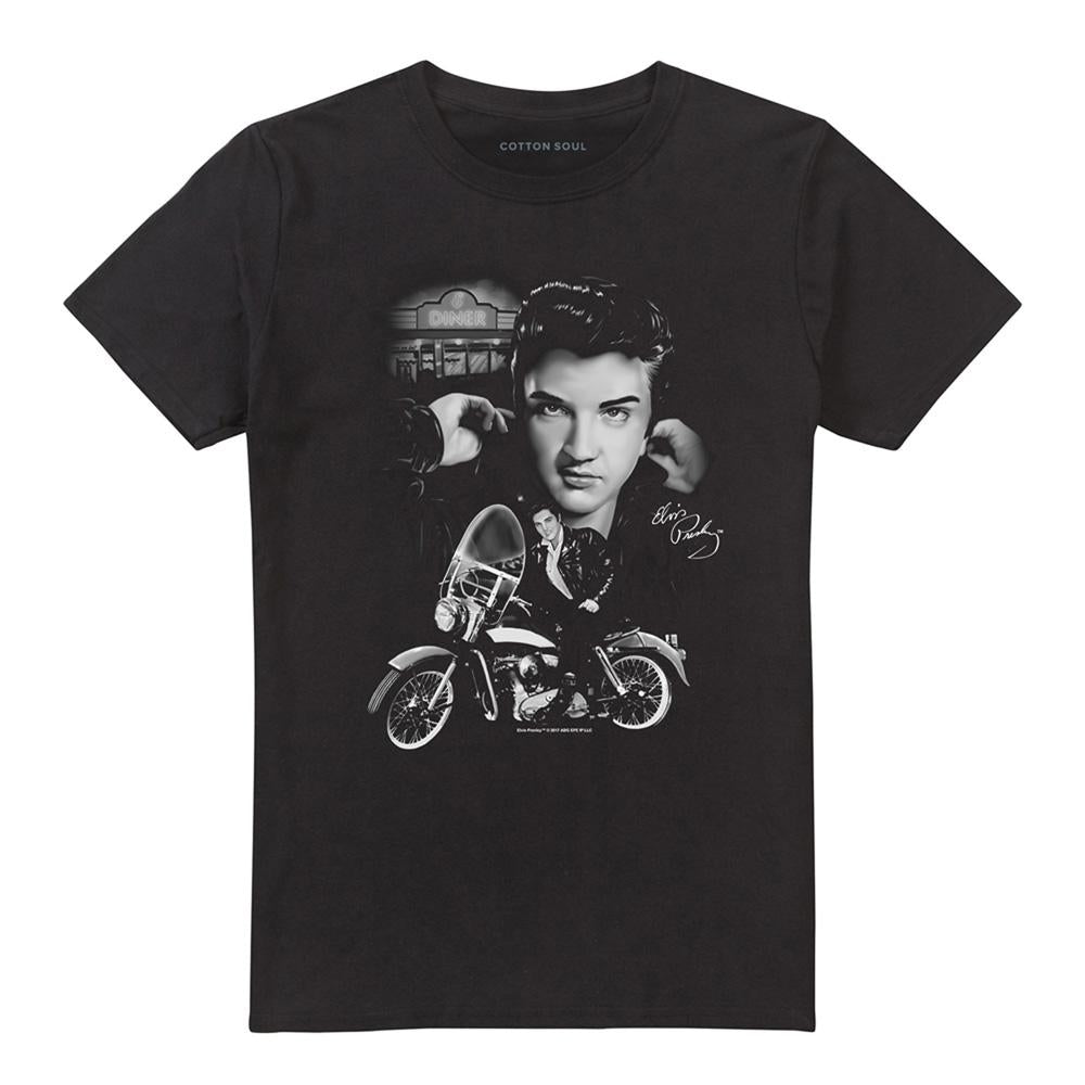 Black - Front - Elvis Presley Unisex Adult The King Rides Again T-Shirt