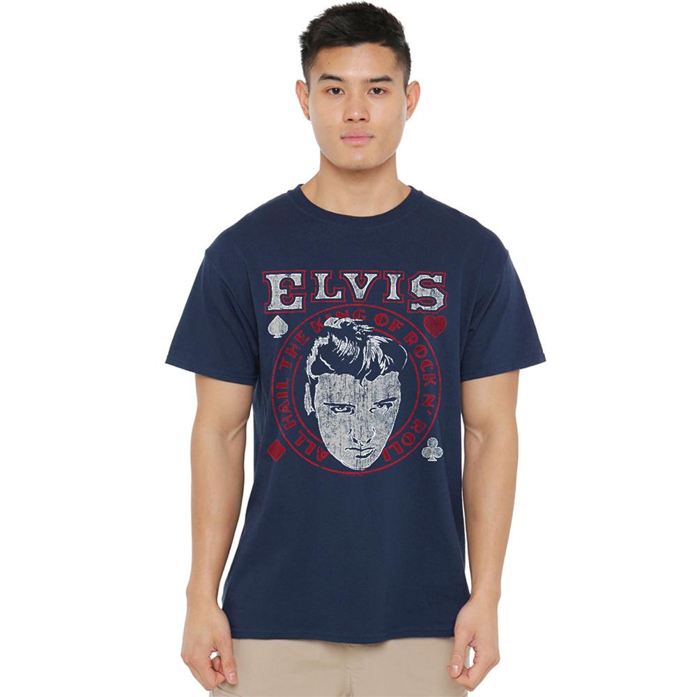 Navy - Back - Elvis Presley Unisex Adult Hail The King T-Shirt