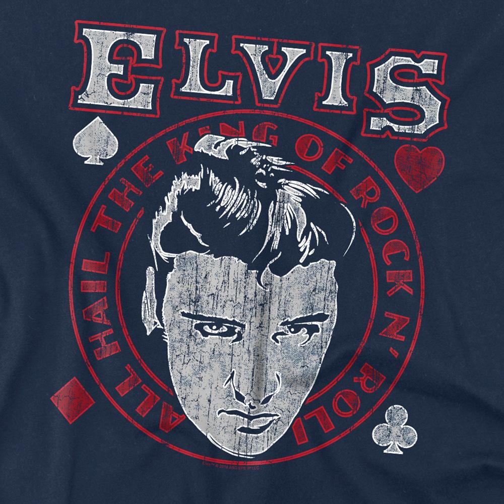Navy - Side - Elvis Presley Unisex Adult Hail The King T-Shirt