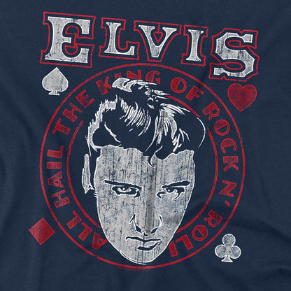 Navy - Side - Elvis Presley Unisex Adult Hail The King T-Shirt