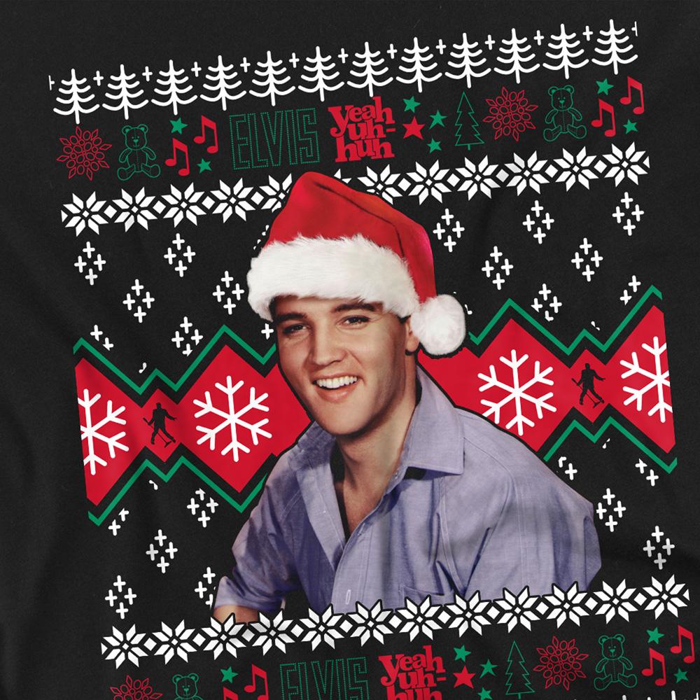 Black - Side - Elvis Presley Unisex Adult Ugly Christmas Sweater T-Shirt