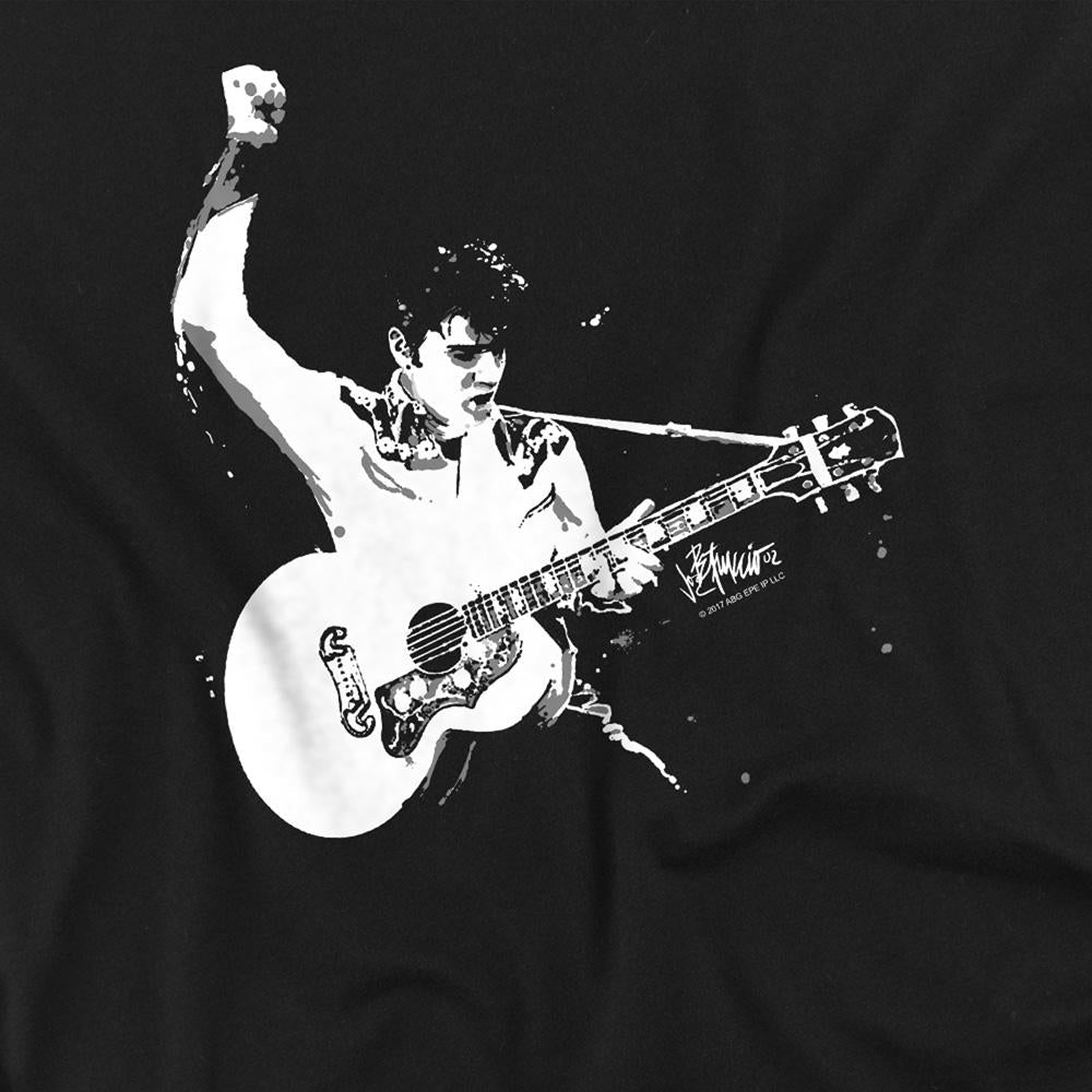 Black - Side - Elvis Presley Unisex Adult Guitarman T-Shirt