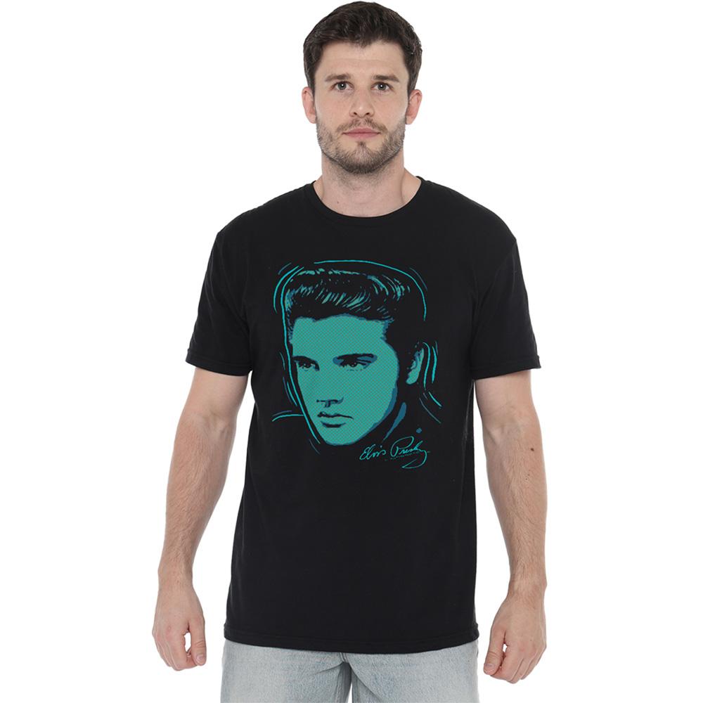 Black - Back - Elvis Presley Unisex Adult Young Dots T-Shirt