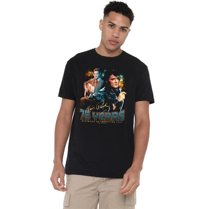 Black - Back - Elvis Presley Unisex Adult 75 Years T-Shirt