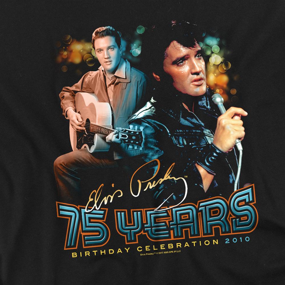 Black - Side - Elvis Presley Unisex Adult 75 Years T-Shirt