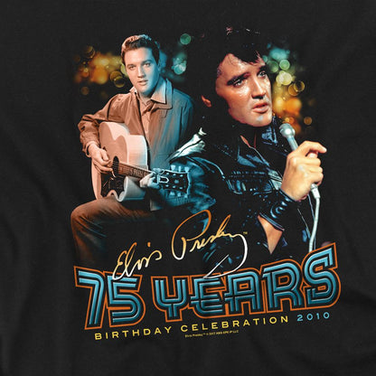 Black - Side - Elvis Presley Unisex Adult 75 Years T-Shirt