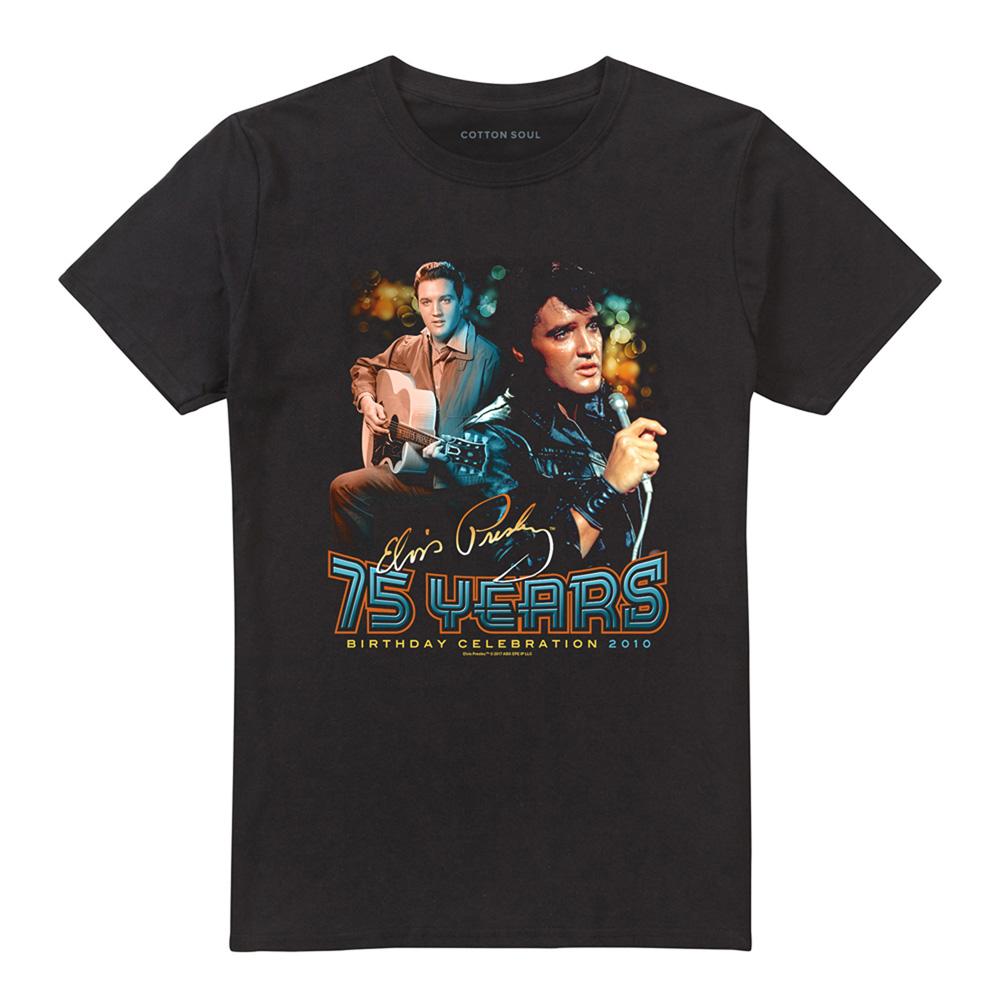 Black - Front - Elvis Presley Unisex Adult 75 Years T-Shirt