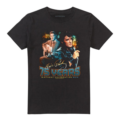 Black - Front - Elvis Presley Unisex Adult 75 Years T-Shirt