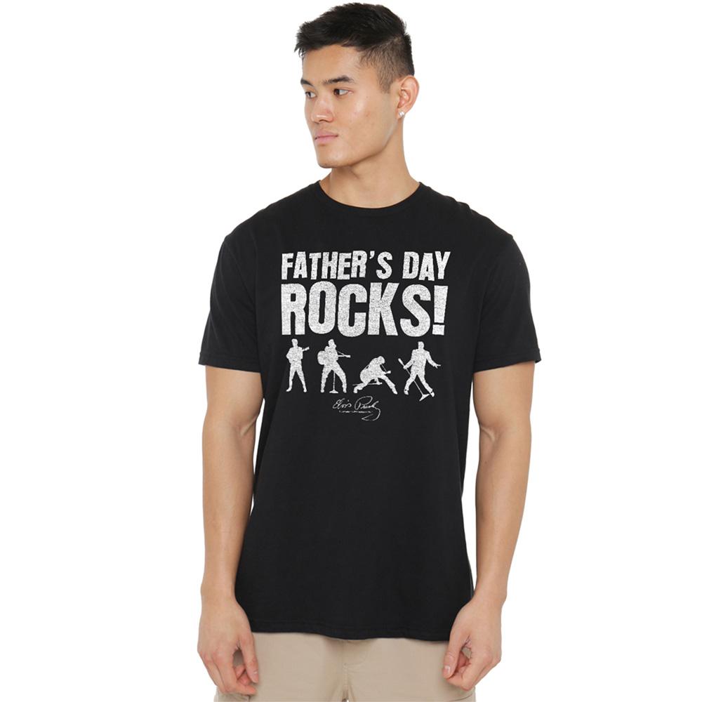 Black - Back - Elvis Presley Unisex Adult Fathers day Rocks T-Shirt