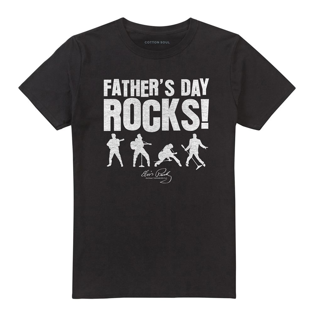 Black - Front - Elvis Presley Unisex Adult Fathers day Rocks T-Shirt