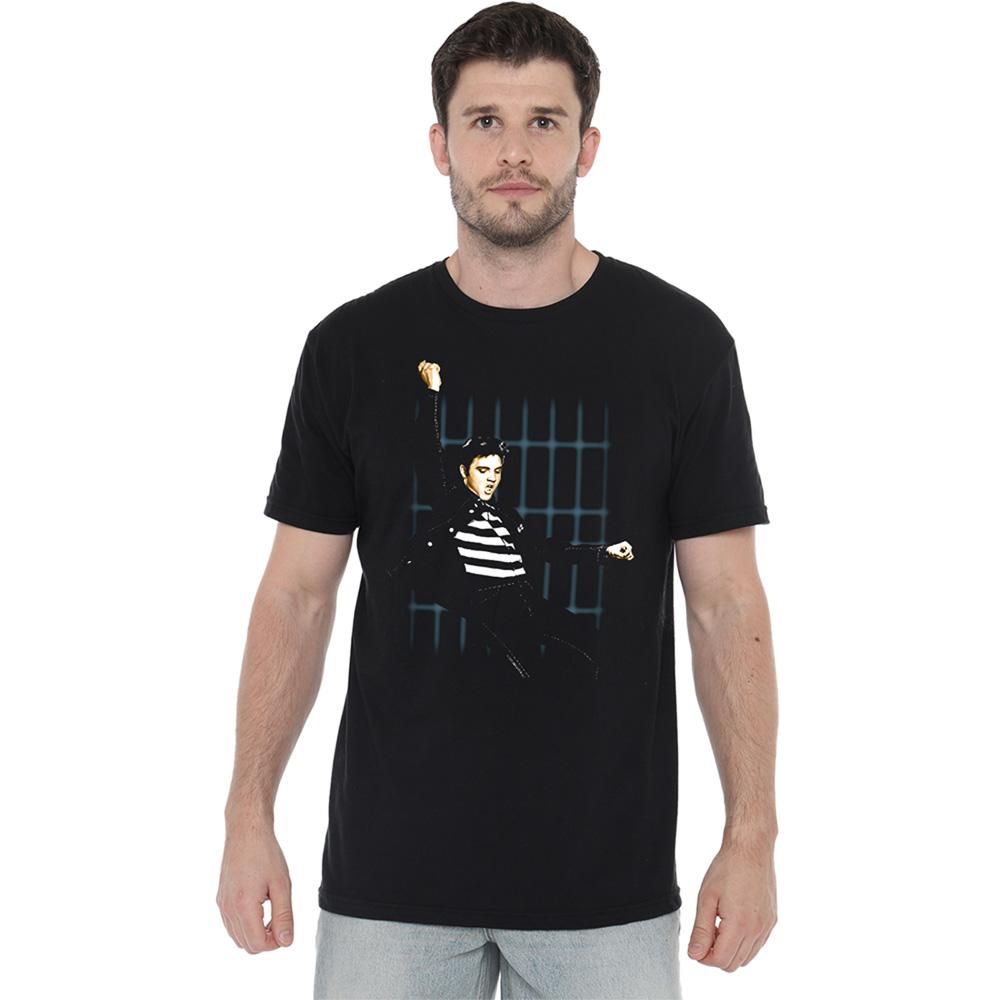 Black - Back - Elvis Presley Unisex Adult Blue Bars T-Shirt